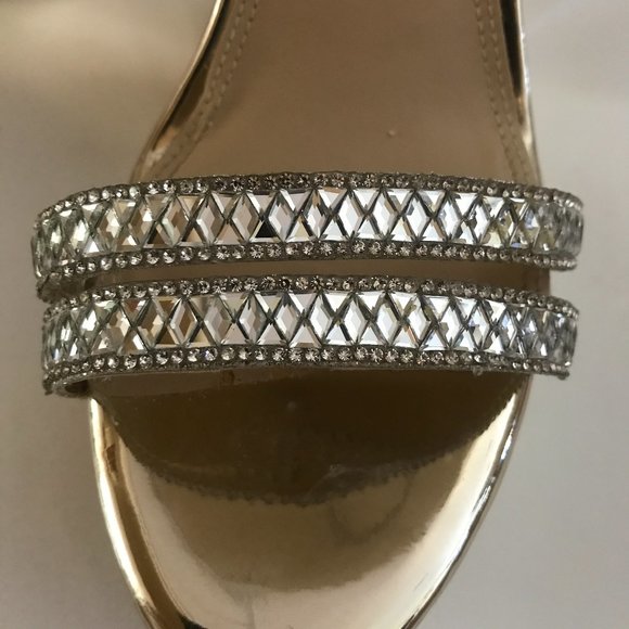 Gianni Bini Gold Beaded Platform Heels - Picture 4 of 14